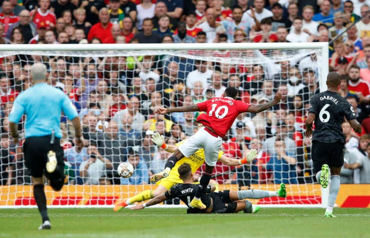 Image for Soccer-Rashford, Antony score as Man United end Arsenal’s 100% start