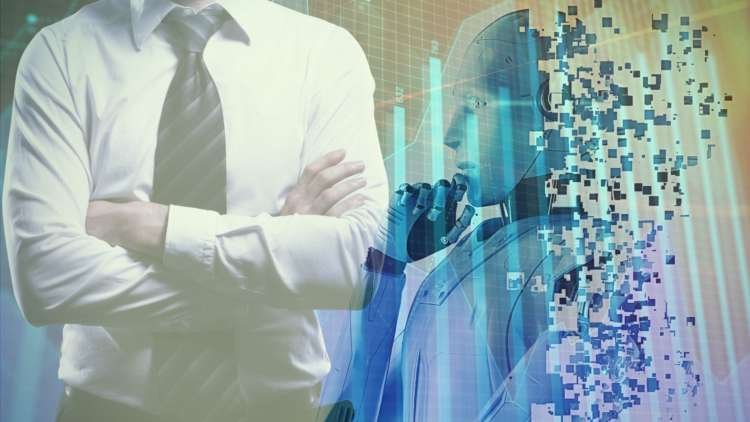 Finance executives engaging with AI technology in a modern office environment - Global Banking & Finance Review