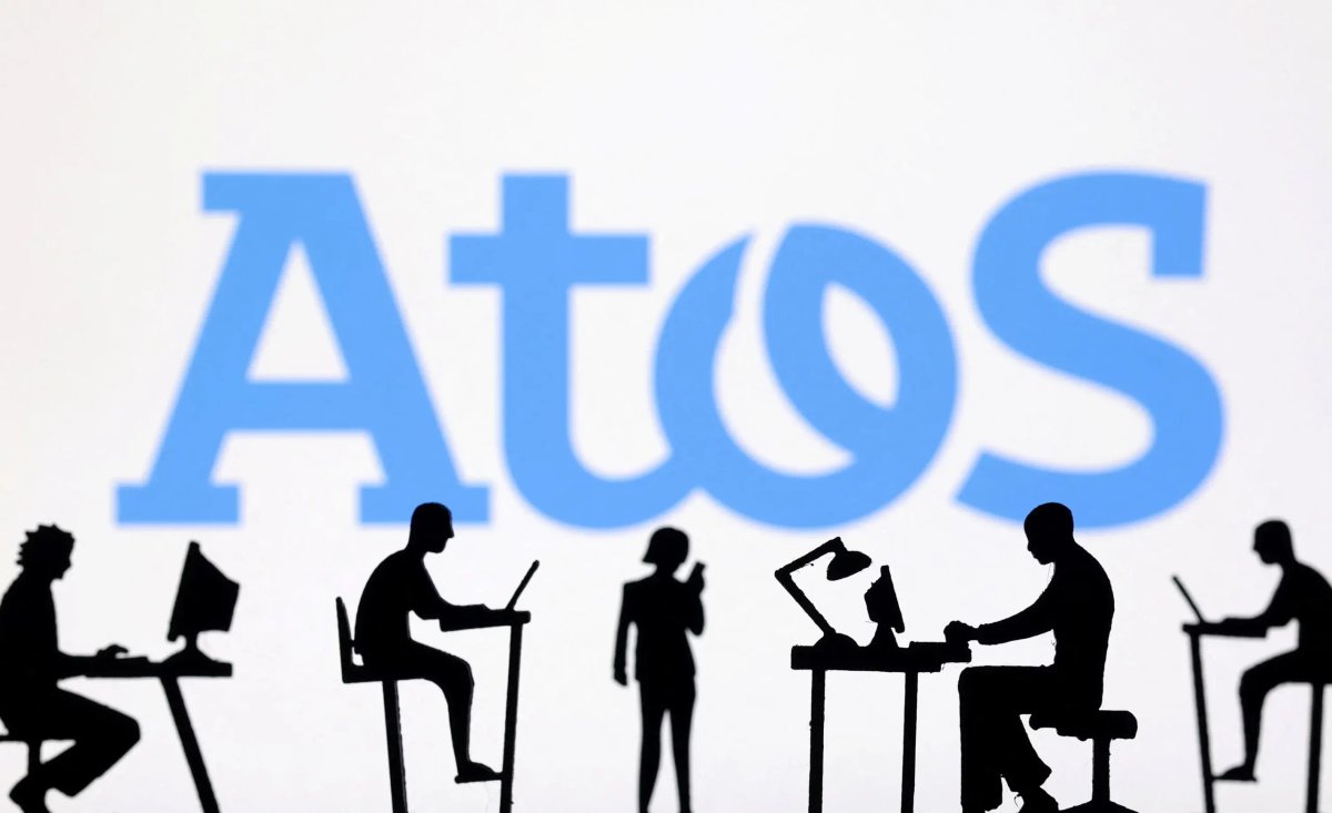 Atos logo with financial charts illustrating debt restructuring after record losses - Global Banking & Finance Review