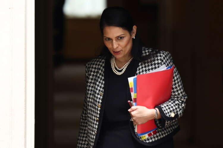 Britain’s Home Secretary Priti Patel leaves number 10 Downing Street