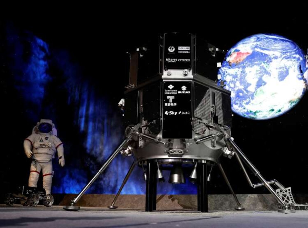 Model of ispace's Hakuto-R lunar lander at Tokyo monitoring venue - Global Banking & Finance Review