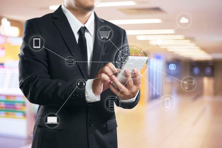 Man using mobile payments for online shopping, showcasing digital banking engagement - Global Banking & Finance Review