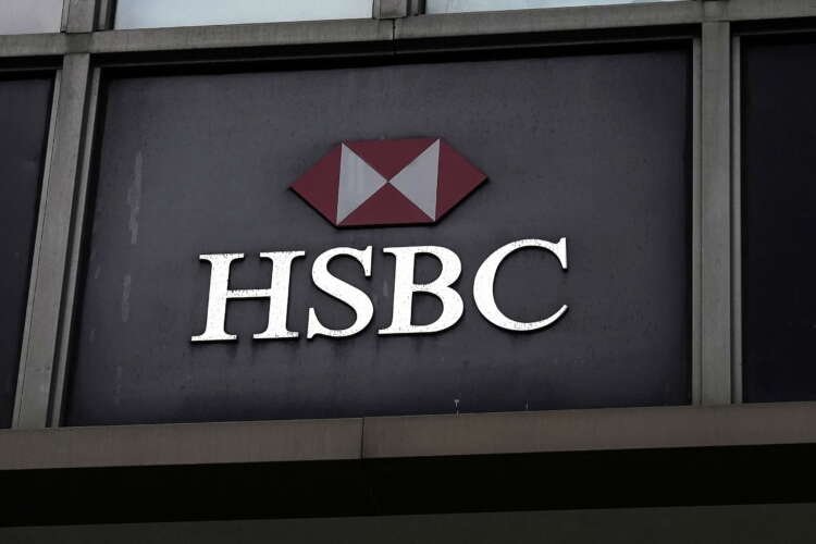HSBC bank logo displayed prominently, highlighting challenges in Hong Kong's finance sector - Global Banking & Finance Review