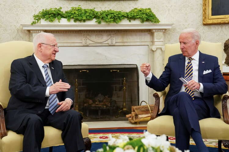 U.S. President Joe Biden meets with Israel’s President Reuven Rivlin at the White House in Washington