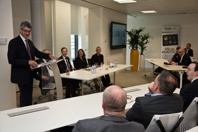 SAS VP Ian Manocha welcomes visitors to the new R&D centre, that will tackle fraud and financial crime