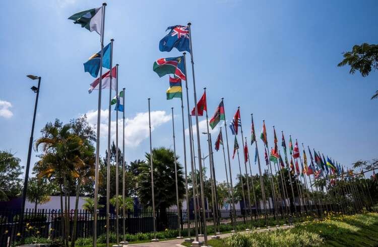 Flags of Commonwealth nations at Kigali Convention Centre during Prince Charles' speech on slavery - Global Banking & Finance Review