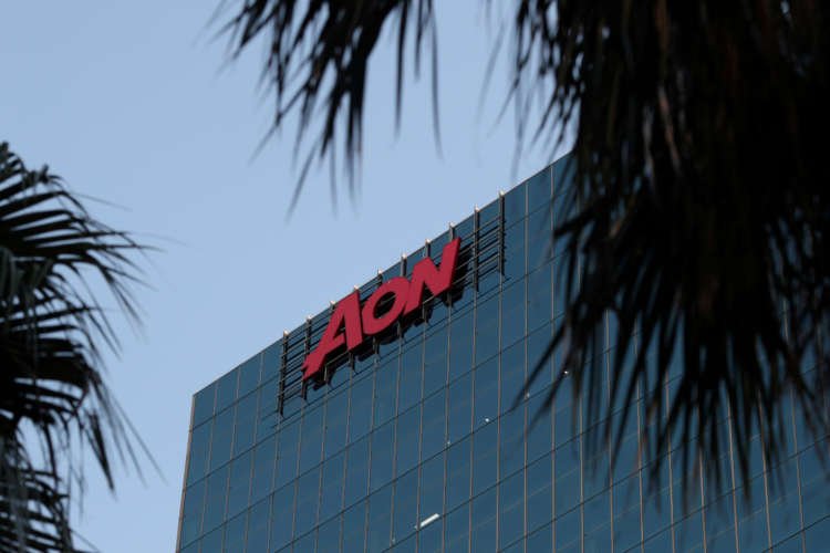 FILE PHOTO: An office building with the Aon logo is seen in Sydney