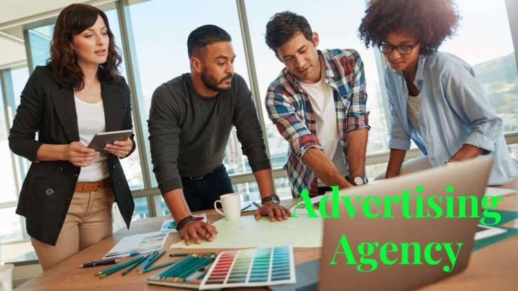 Illustration of diverse professionals discussing advertising strategies - Global Banking & Finance Review