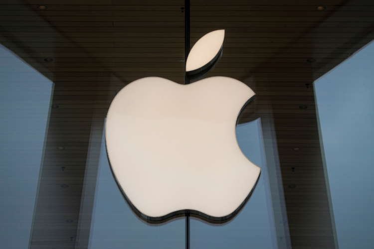 The Apple logo is seen at an Apple Store, as Apple’s new 5G iPhone 12 went on sale in Brooklyn, New York