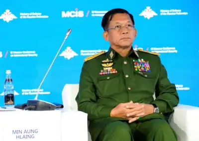 Image for Myanmar junta chief makes another visit to Russia