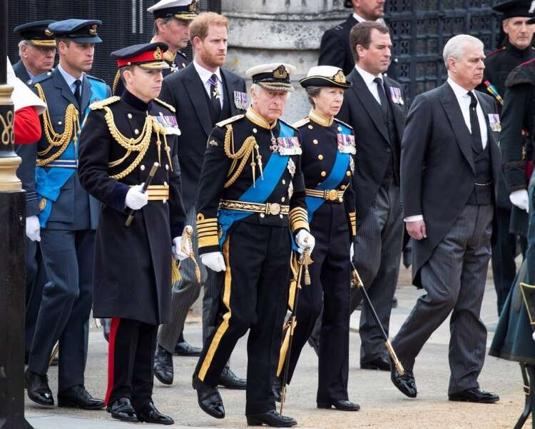 Royal family members in ceremonial attire during Queen Elizabeth's funeral - Global Banking & Finance Review