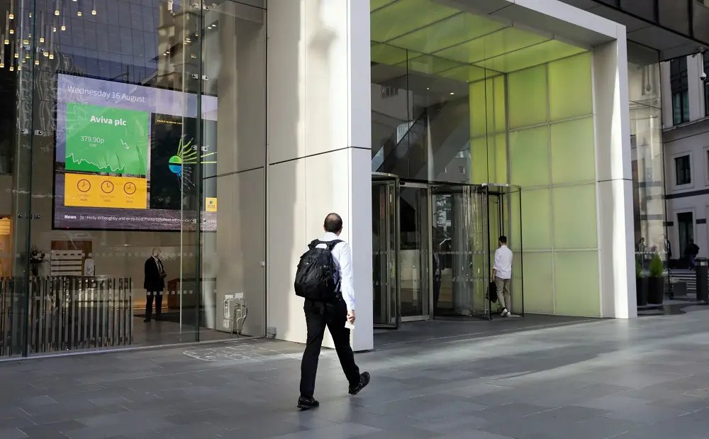 Aviva's office building symbolizing changes in UK pension funds - Global Banking & Finance Review