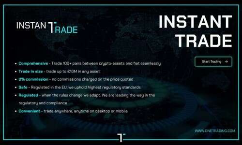 One Trading's Instant Trade platform interface showcasing crypto trading options - Global Banking & Finance Review