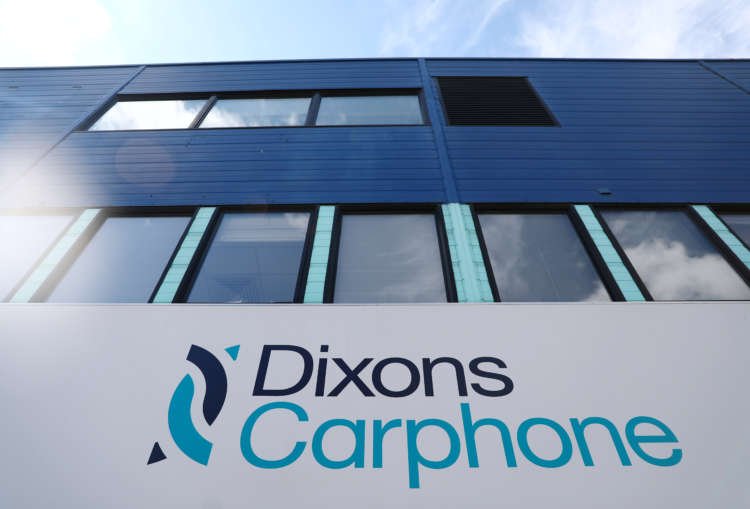 Dixons Carphone logo at headquarters, representing their Christmas sales rise - Global Banking & Finance Review