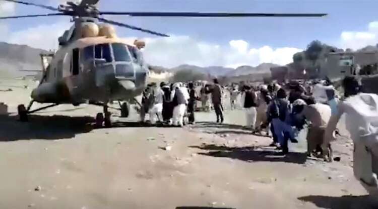 Helicopter delivering aid to earthquake victims in Afghanistan - Global Banking & Finance Review
