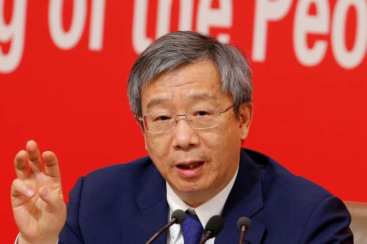 Governor of People’s Bank of China (PBOC) Yi Gang attends a news conference on China’s economic development ahead of the 70th anniversary of its founding, in Beijing