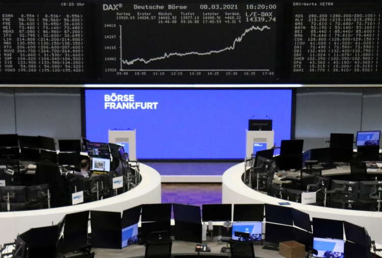 The German share price index DAX graph is pictured at the stock exchange in Frankfurt
