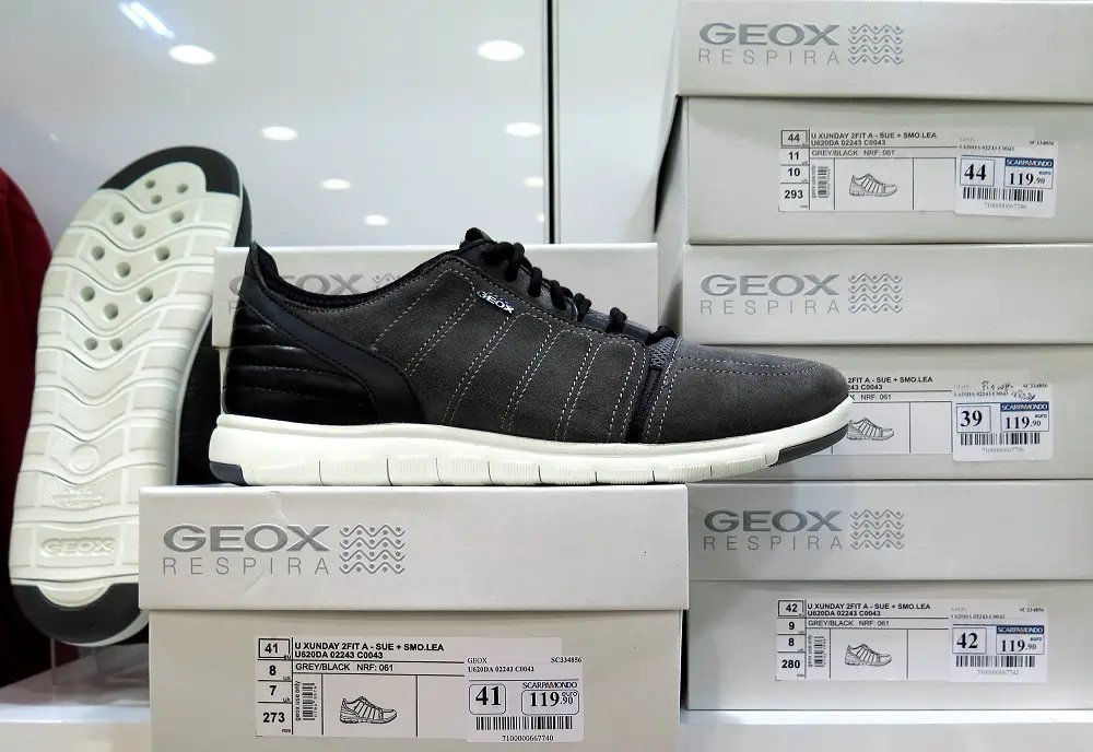 Geox shoemaker logo and footwear showcasing investment in growth - Global Banking & Finance Review