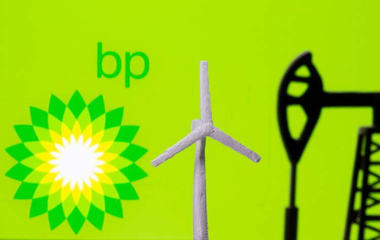 Illustration of a windmill and oil pump jack with BP logo symbolizing energy sector issues - Global Banking & Finance Review