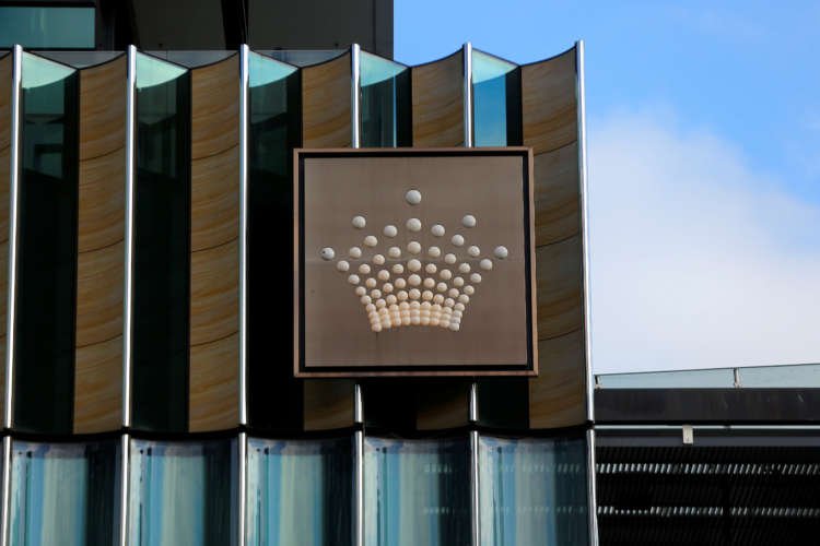 FILE Blackstone rolls the dice with $6.2 billion move on Australia’s Crown Resorts: The logo of Australian casino giant Crown Resorts Ltd adorns the hotel and casino complex in Melbourne, Australia