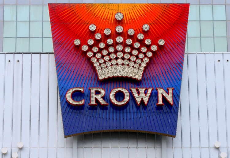 Crown Resorts logo at Melbourne complex, highlighting Blackstone bid news - Global Banking & Finance Review
