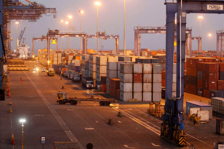 A general view of a container terminal is seen at Mundra Port in the western Indian state of Gujarat
