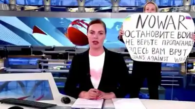 Image for Court slaps fine on Russian woman after on-air TV protest