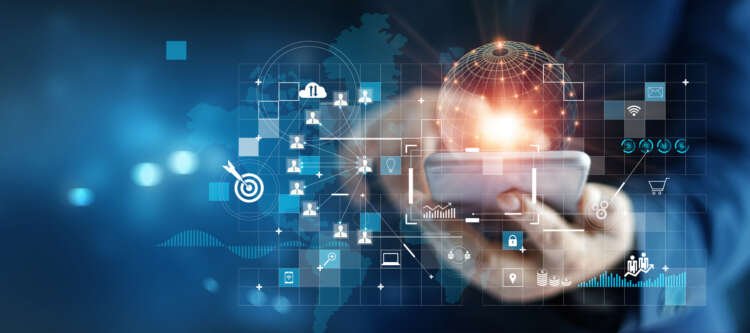 Businessman using mobile smartphone on global network connection on investor and customer with sale data exchange and development of business. Technology and digital marketing. Financial and banking.