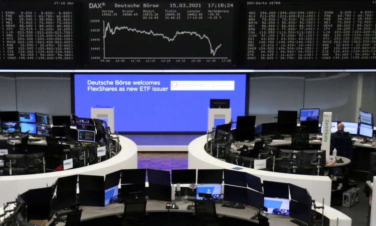 The German share price index DAX graph is pictured at the stock exchange in Frankfurt