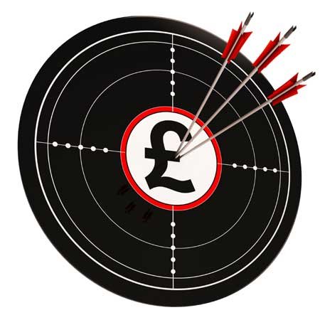 Illustration of a pound target symbolizing savings goals in UK banking - Global Banking & Finance Review