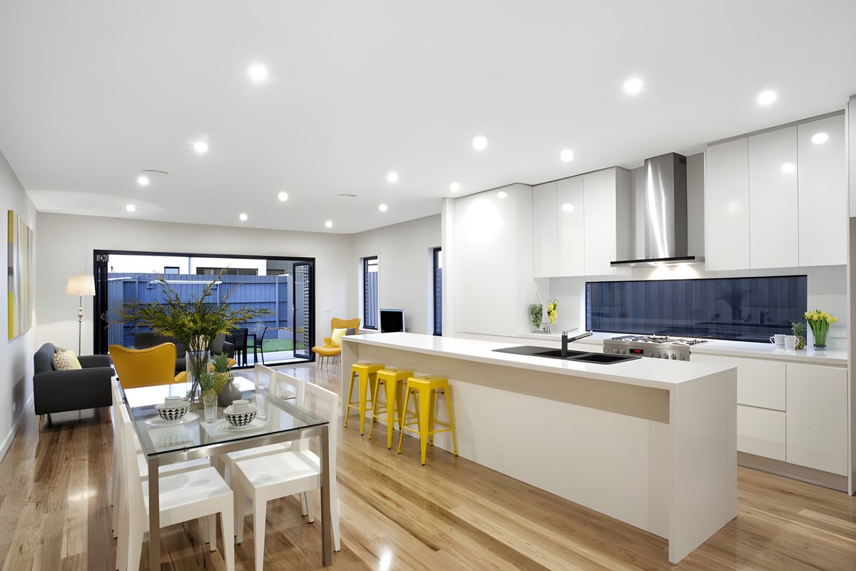 Kitchen and dining area in the Glen Huntly townhouses