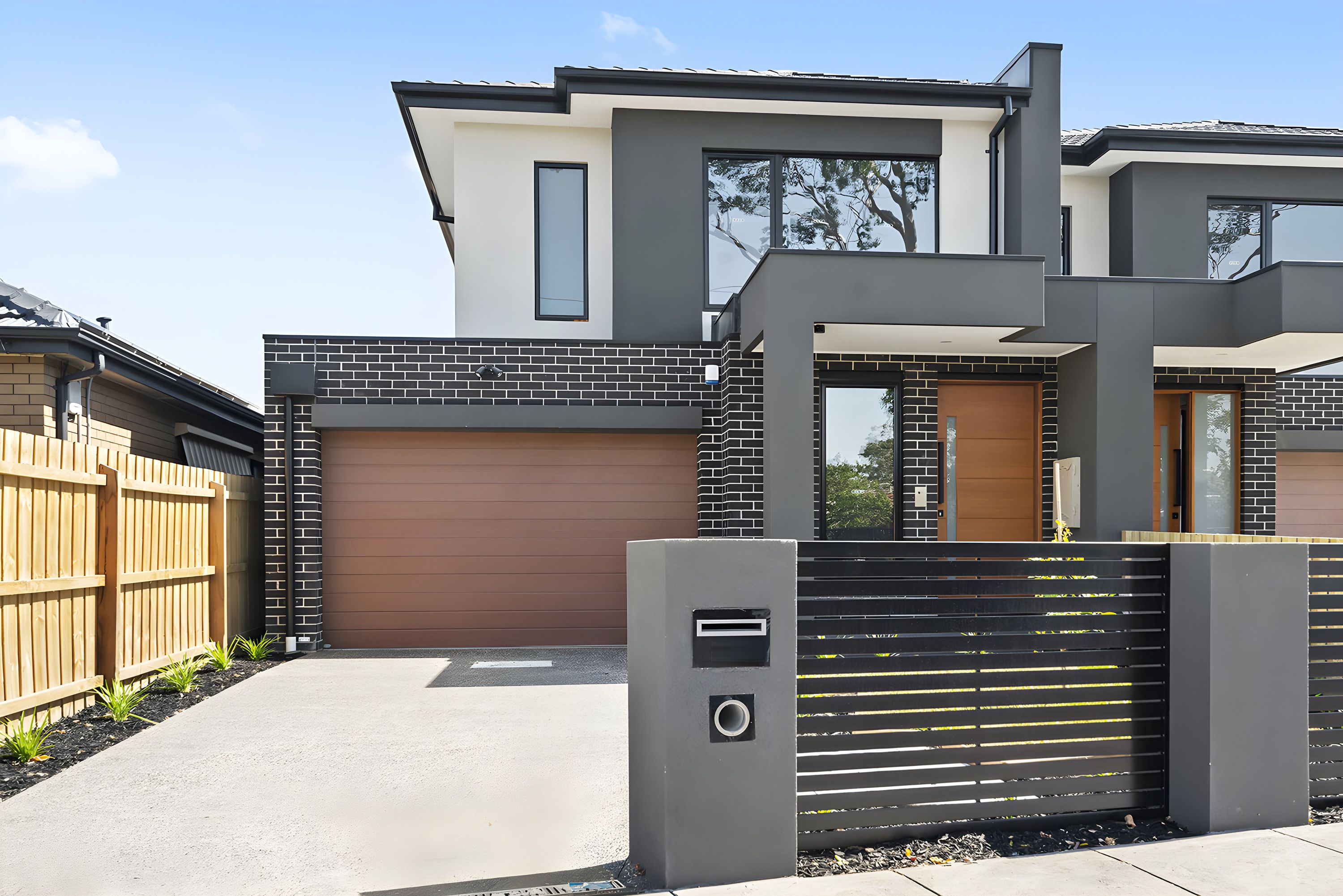 Front of one of the Moorabbin side by side townhouses