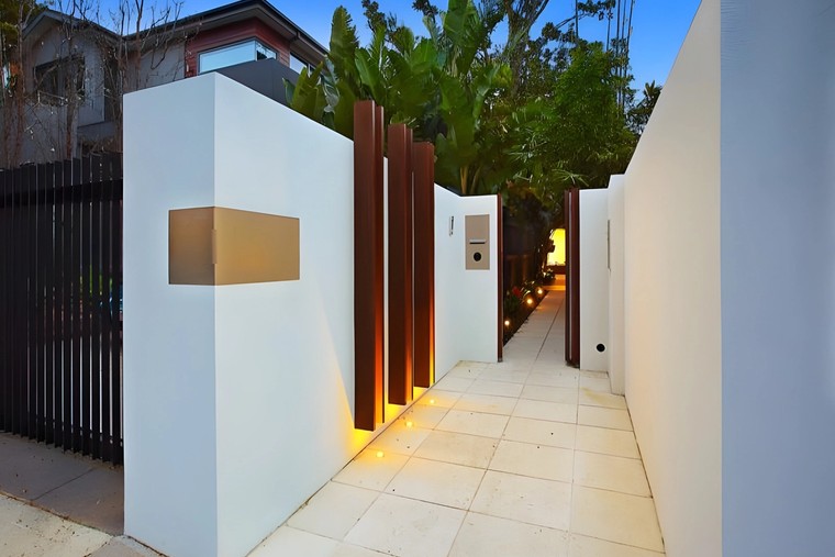 Entry of the Beaumaris renovation at dusk
