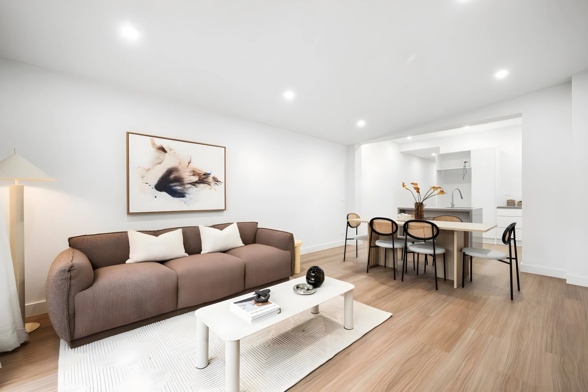 Living and dining area in the Ascot Vale home