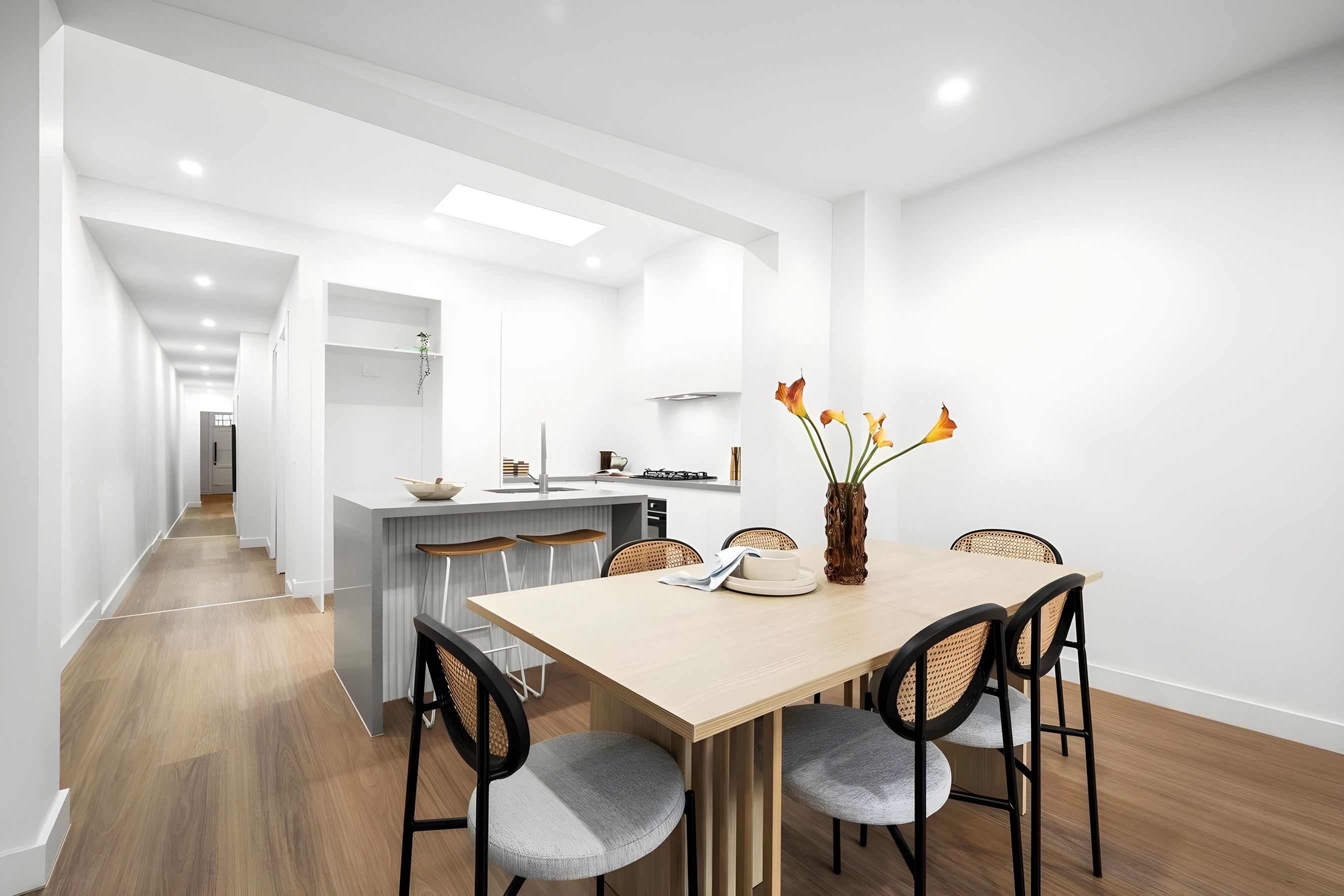 Dining area and kitchen in the Ascot Vale home