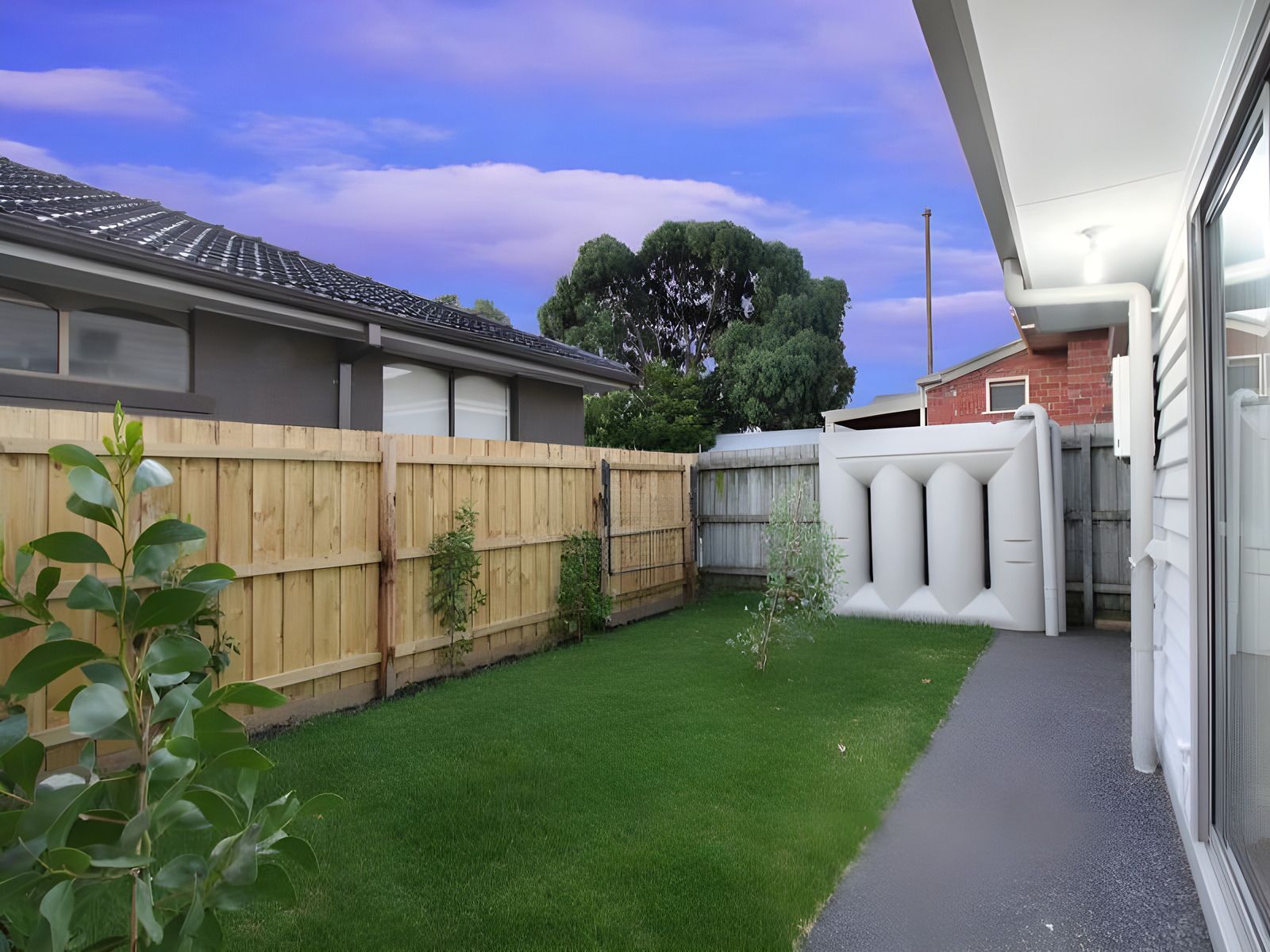 Rear garden of the Oakleigh townhouses