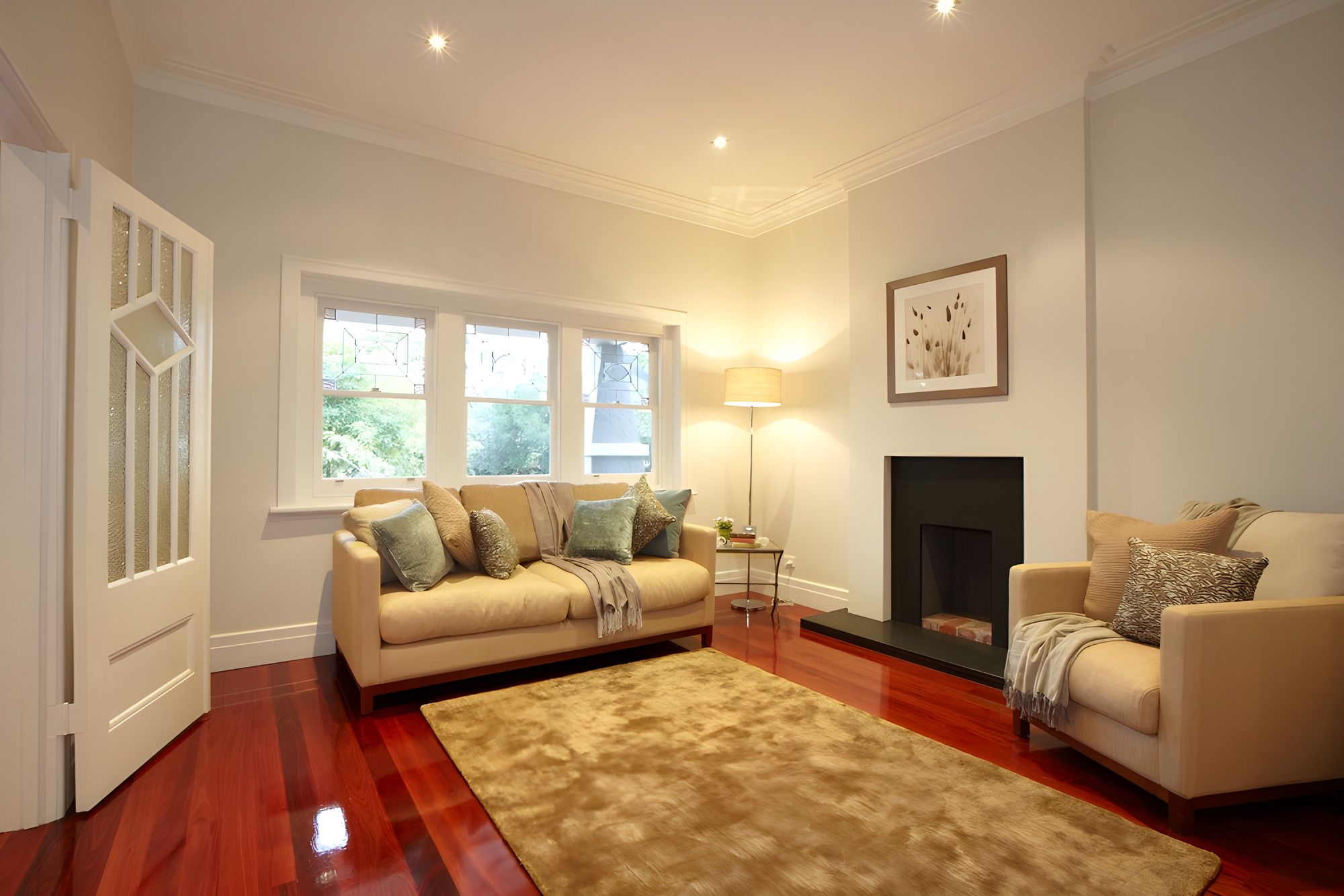 Living room in the Carnegie custom home