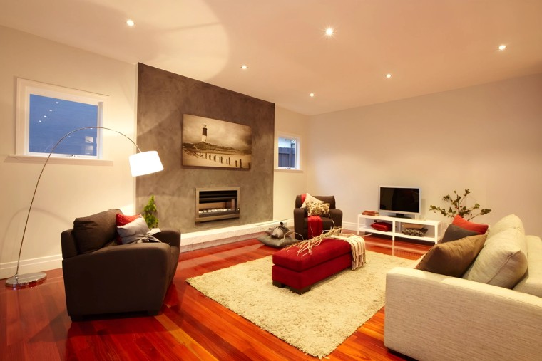 Living room in the Carnegie custom home