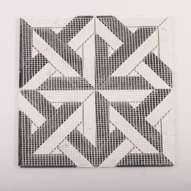 White and Black Geometrica Marble Mosaic Tiles — mosaic ghép nghệ thuật bằng đá marble đen & trắng