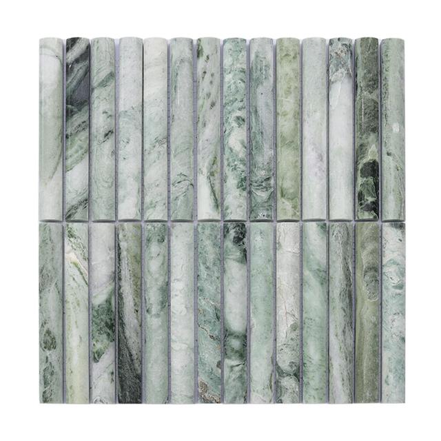 Light Green Fluted Marble Mosaic Wall Tile - Ốp Rãnh Sọc Xanh Nhạt — Rochelle Rochelle Stone