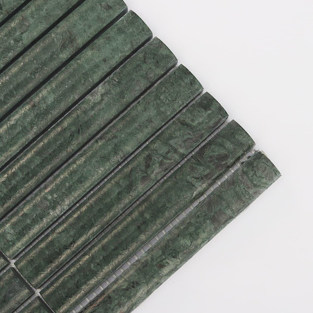 Dark Green Fluted Marble Kit Kat Wall Tile Bathroom Mosaic — mosaic rãnh sọc (fluted) bằng đá marble xanh lục