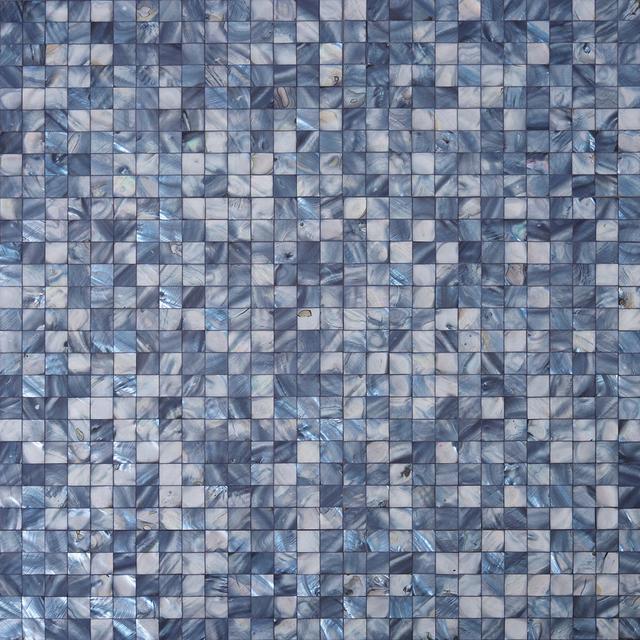 Iridescent Blue Mother of Pearl Square Mosaic — mosaic vuông bằng xà cừ xanh ánh ngọc