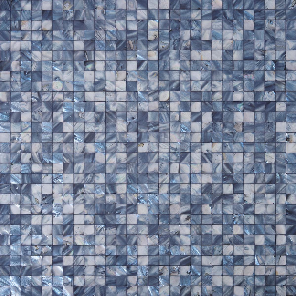 Iridescent Blue Mother of Pearl Square Mosaic — mosaic vuông bằng xà cừ xanh ánh ngọc