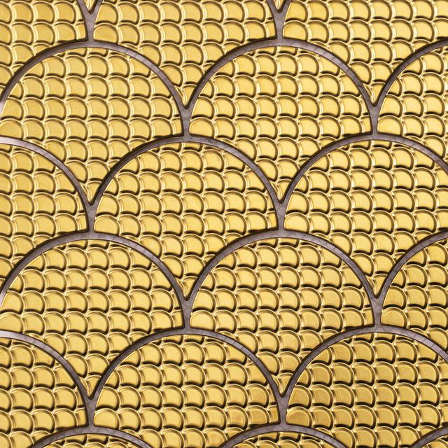 3D Gold Metal Shell Shaped Mosaic Tiles — mosaic vuông bằng xà cừ vàng