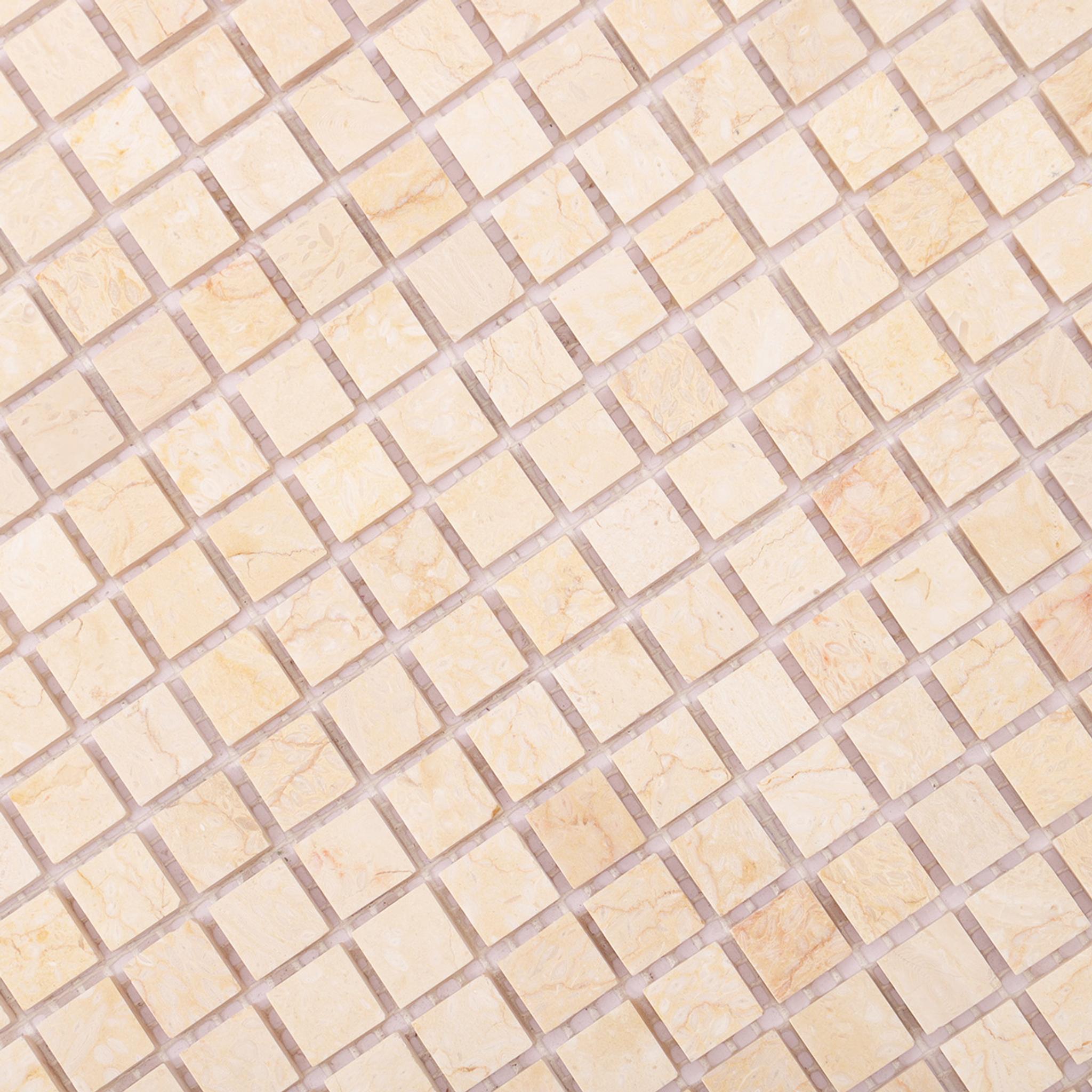 Crema Marfil Polished Beige Marble Mosaic Backsplash Tile — mosaic ghép nghệ thuật bằng đá marble beige