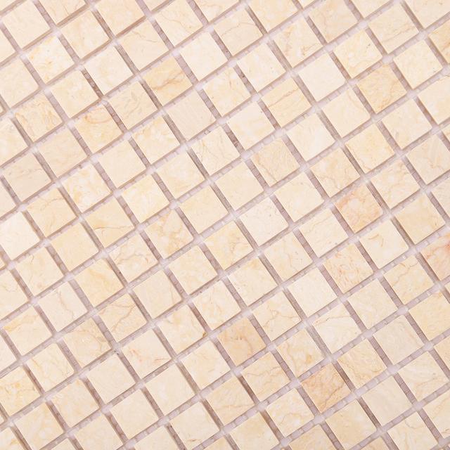 Crema Marfil Polished Beige Marble Mosaic Backsplash Tile — mosaic ghép nghệ thuật bằng đá marble beige