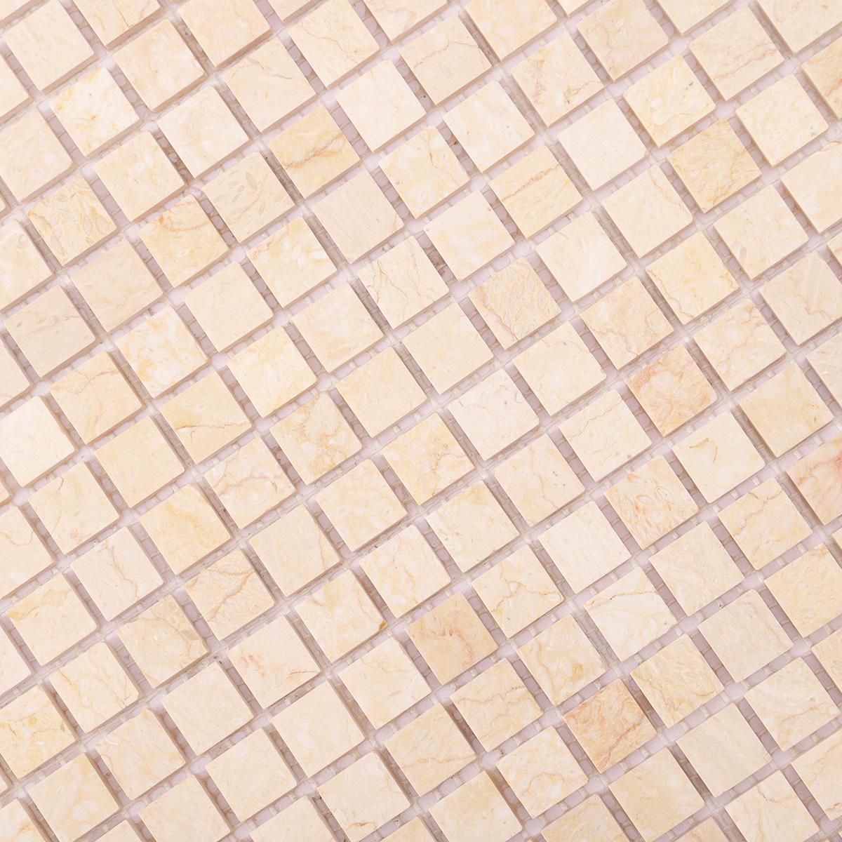 Crema Marfil Polished Beige Marble Mosaic Backsplash Tile — mosaic ghép nghệ thuật bằng đá marble beige