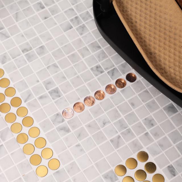Glass and Marble Mosaic Floor Tile — mosaic ghép nghệ thuật bằng đá marble trắng