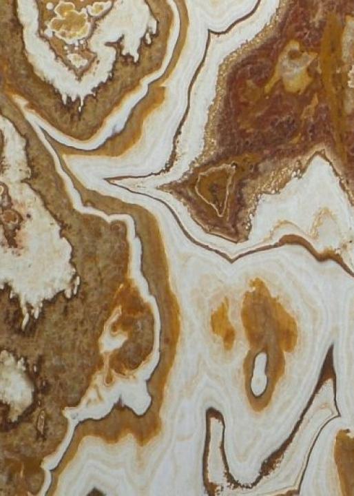 Tiger Onyx (bản cắt ngang thớ, hoa văn đồng tâm) — đá tự nhiên Rochelle Stone
