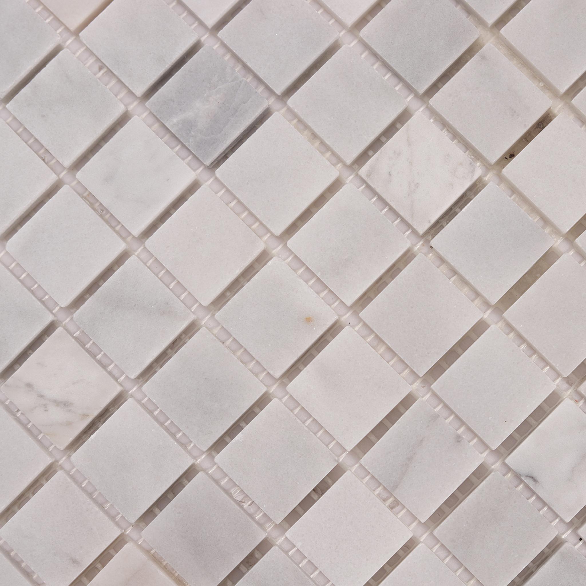 Carrara Venato Square Honed Marble Mosaic Tiles — mosaic vuông bằng đá marble trắng Carrara
